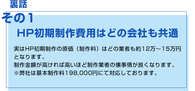 HP初期制作費用はどの会社も共通